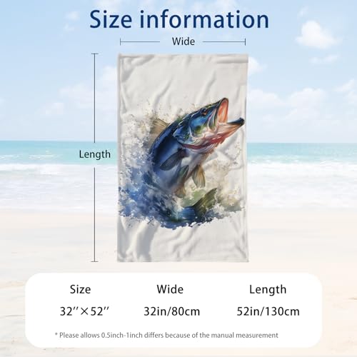 Bass Fish Beach Towel Blanket Fishing Towels