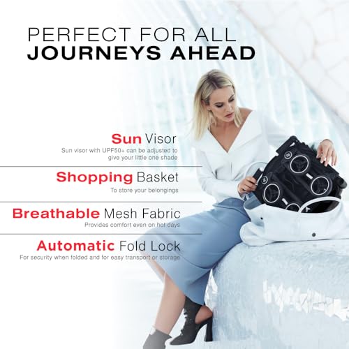 Pockit Air All Terrain Ultra Compact Lightweight Travel Stroller with Breathable Fabric in Velvet Black