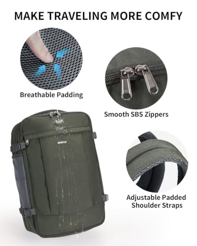 18" Travel Backpack Airlines Approved Personal Item Bag Women Grey Green