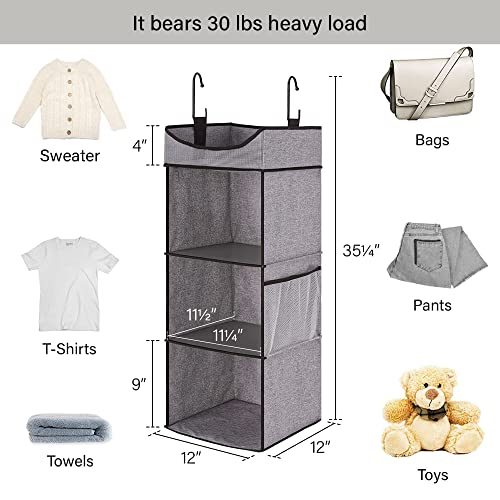 3 Shelf Hanging Closet Organizer with Half Compartment