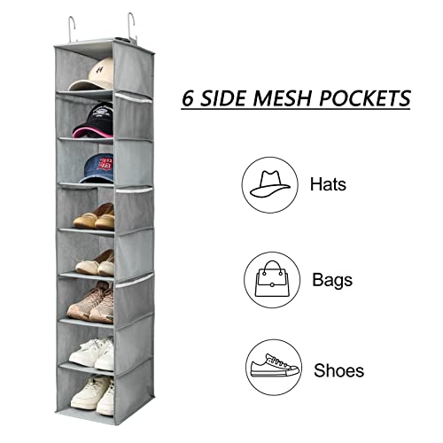 Hanging Shoe Organizer for Closet with Side Mesh Pockets