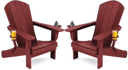 Outdoor Adirondack Chair Set of 2 with 2 Cup Holders (2 Count)