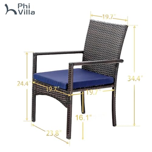 Wicker Patio Dining Chairs Set of 6 with Removable Cushions (6 Count)