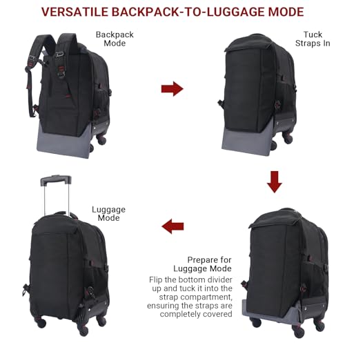 4 Wheel Checked Rolling Backpack Extra