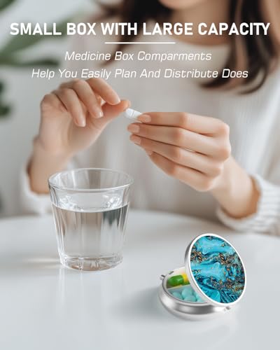 Pill Box 3 Compartment Portable Travel Medicine Box with Mirror