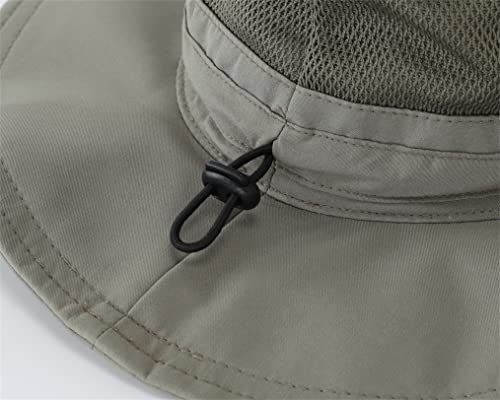 Women's Summer Beach Hats Breathable Mesh Bucket Sun Hat Wide Brim UV Protection Fishing Hiking Hat Army Green