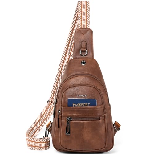 7L Sling Bag for Women Vegan Leather Crossbody Purse Chest Bags Fashionable Trendy Fanny Pack with Travel