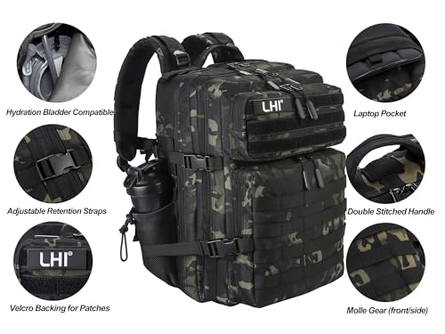 Military Tactical Backpack for Men and Women 45L Army 3 Days Assault Pack Bag Large Rucksack with Molle System Olive Green