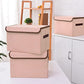 Linen Fabric Foldable Storage Cube Bin Organizer Basket with Flip (4 Count)