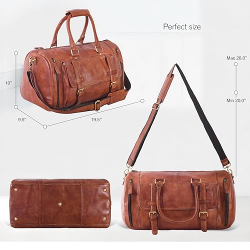 Vintage Genuine Leather Duffle Bag for Men