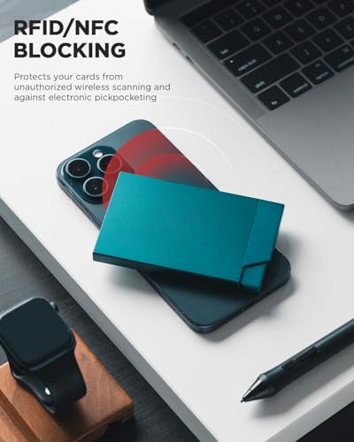 Pop up Card Holder Minimalist Credit Card Holder RFID Blocking Slim Metal Card Case for Men or Women