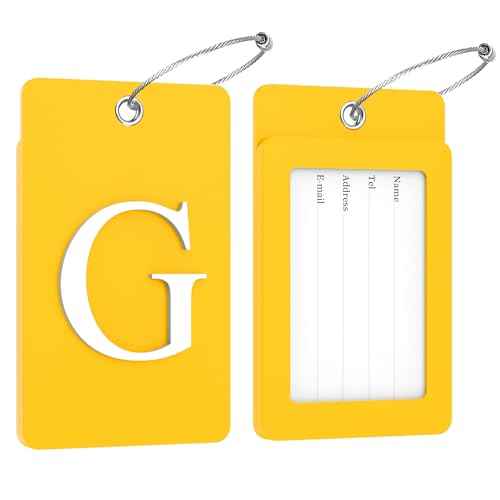 2 Pack Initial Luggage Tags for Suitcases Airplane Travel Essentials (2 Count)