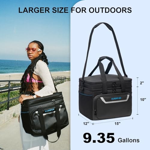 Large Soft Cooler Bag Insulated Cooler 48 Can Dual Compartments Collapsible Waterproof Leak (48 Count)
