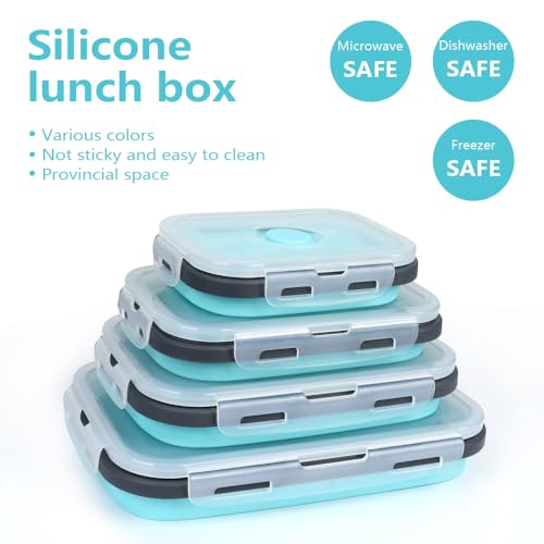 Set of 4 Collapsible Foldable Silicone Food Storage Containers