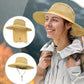 Outdoor Sun Hats with Stowable Neck Flap for Men Women UPF 50+ Mesh Summer Bucket Hat Wide Brim for Fishing Safari Hiking Khaki