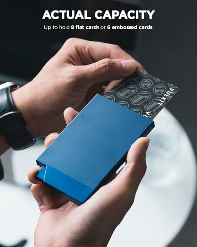 Pop up Card Holder Minimalist Credit Card Holder RFID Blocking Slim Metal Card Case for Men or Women