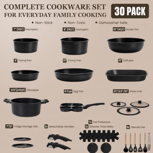 30 Piece Nonstick Pots and Pans Set (30 Count)