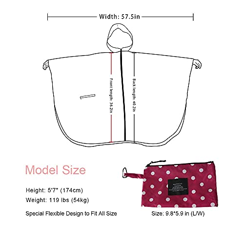 Rain Poncho Jacket Coat Hooded Zipper Style for Women