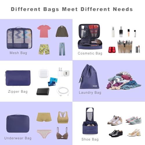 8 Set Packing Cubes Luggage Packing Organizers for Travel Accessories