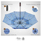 Folding Umbrella Real Wood Handle Garden of Glamour Cobalt Blue
