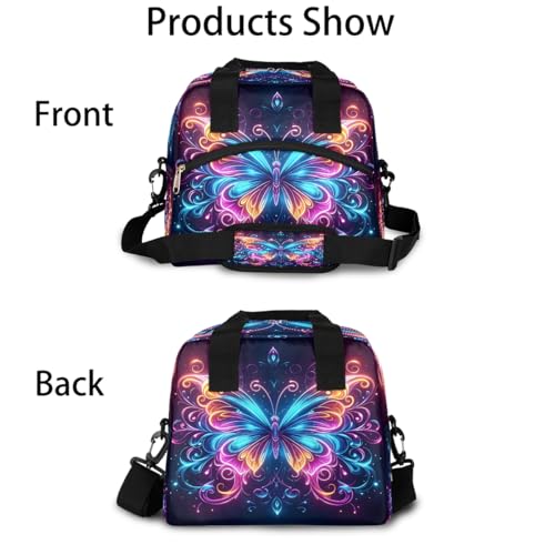 Galaxy Butterfly Insulated Lunch Bag for Women Girl Reusable Lunch Tote Box With Shoulder Strap Lightweight Thermal Cooler Meal Prep Bag for Work School Office Picnic (print 17)