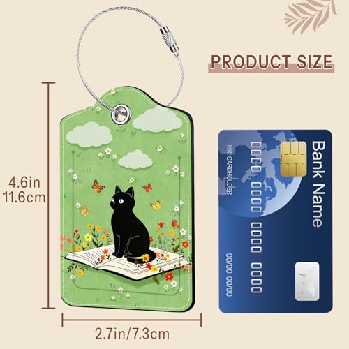 2 Pcs Cat with Book Luggage Tags for Suitcase (2 Count)