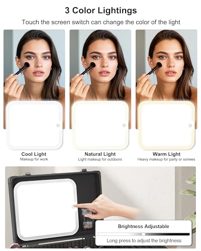 Makeup Case Makeup Bag with LED Mirror Makeup Organizer Large Cosmetic Bags Travel Train Case for Women