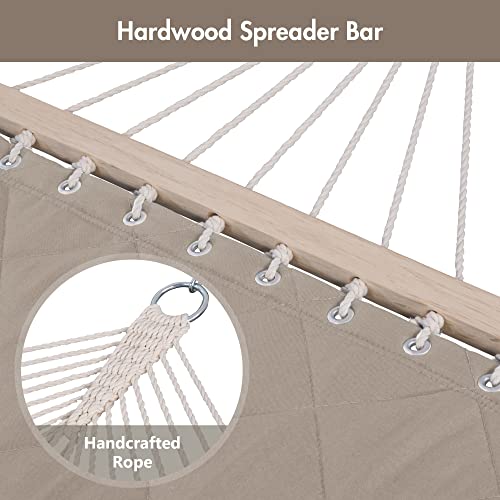 Double Hammock with Spreader Bars and Detachable Pillow