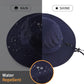 UPF50+ Wide Brim Sun Hat for Mens Womens UV Protection Beach Bucket Hat Airy Cowboy Hat for Fishing Hiking Gardening Navy Blue