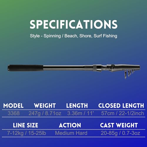 Carbon Fiber Telescopic Fishing Rod 11ft
