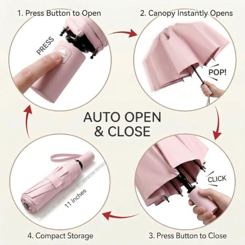Small Compact Travel Umbrella with UV Protection for Sun & Rain