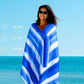 2 Pack Microfiber Beach Towels Oversized 71x32 Blue Striped (2 Count)
