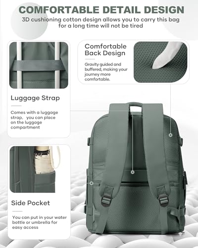 Travel Backpack Carry On for Women Man Gym Backpack with Laptop Compartment Mochila de Viaje Teacher Personal Item Backpacks Rucksack Airplane Accessories Must Haves Olive Green Small