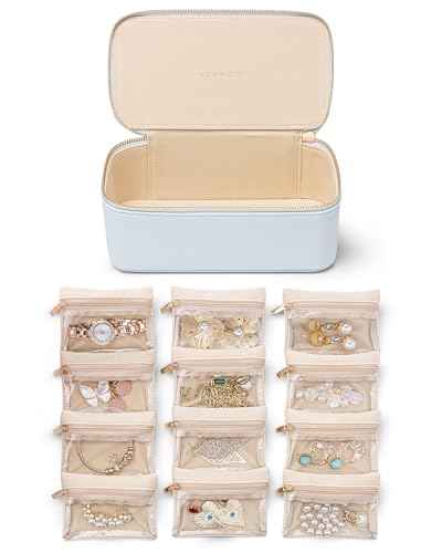 Travel Jewelry Box with Clear 12 Velvet Bags