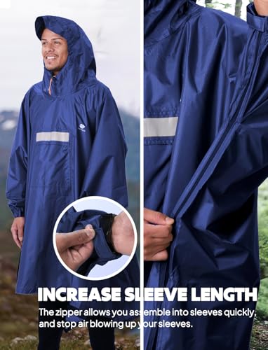 Hooded Rain Poncho for Adult Waterproof Lightweight Raincoat