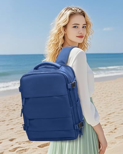 Travel Backpack for Women Man Carry On Backpack Mochila de Viaje Waterproof Teacher Personal Item Backpacks Travel Bag Essentials Rucksack Airplane Accessories Must Haves Royal Blue