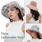 Womens Sun Hats Wide Brim Reversible Bucket Cotton Hat Packable Summer Travel Cap with Hat Clip