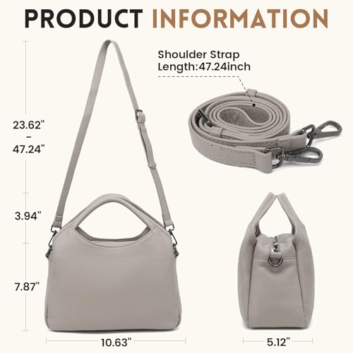 Genuine Leather Purses for Women with Detachable Satchel Strap