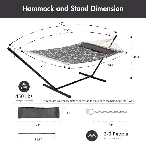 Double Hammock with 12FT Stand Included