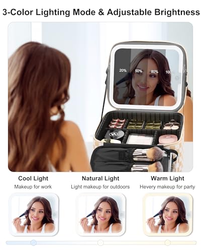 Travel Makeup Bag With LED Mirror