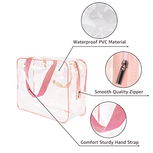3Pcs Crystal Clear PVC Travel Toiletry Bag Kit for Women Men (3 Count)