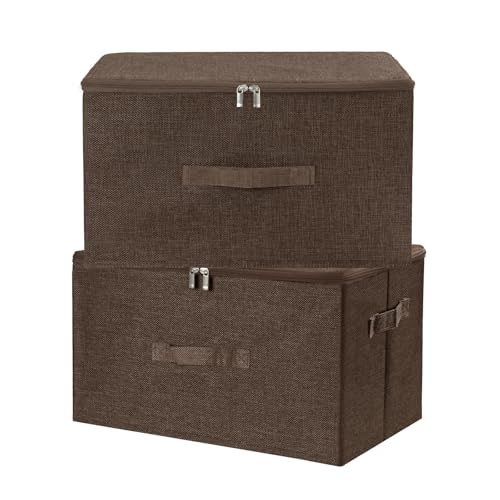 Fabric Storage Bins with Zipper Lids (2 Count)