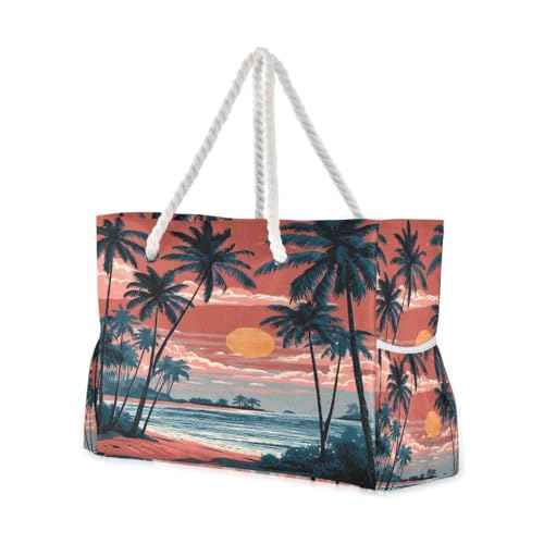 Large Beach Bags Totes Canvas Tote Shoulder Bag Soft Wave Water Resistant Bags for Gym Travel Daily Ocean