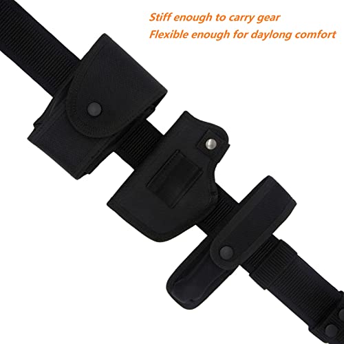 Duty Belt w Hook Lining 4 Keepers Police Law Enforcement Correctional Officer Security 2" Black Nylon Outer Belt L