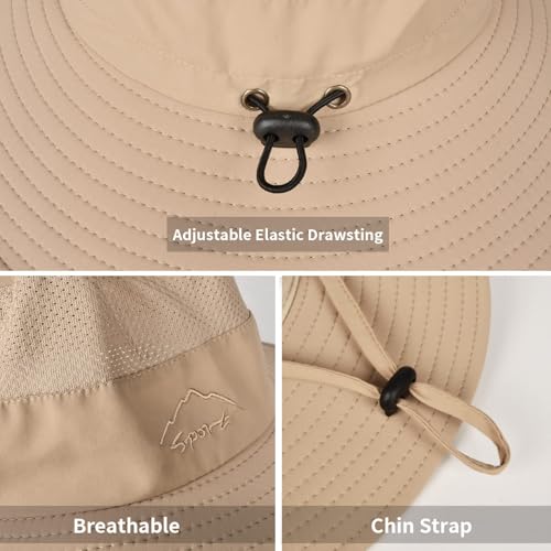 Sun Hats for Men Women Fishing Hat UPF 50+ Breathable Wide Brim Summer UV Protection Hat with Face Cover & Neck Flap