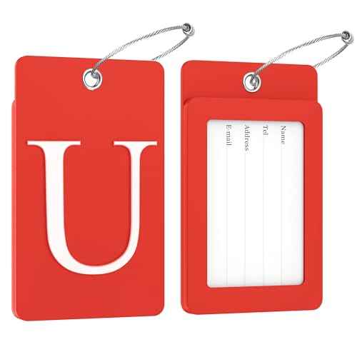 2 Pack Initial Luggage Tags for Suitcases Airplane Travel Essentials (2 Count)