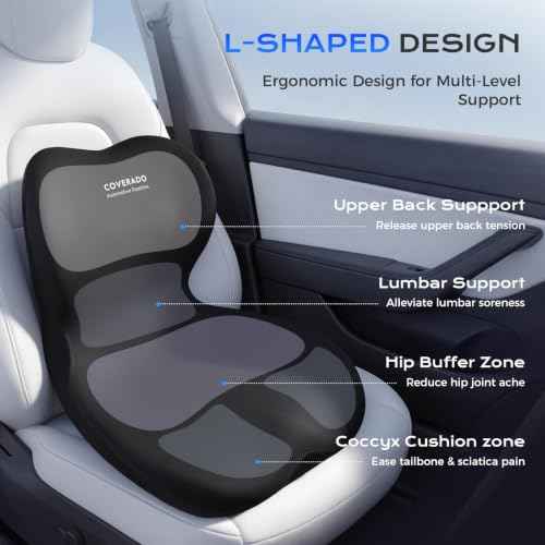 Upgraded] Car Seat Cushion and Lumbar Support Pillow One Piece