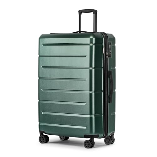 28 Inch Luggage with Wheels Hardshell Large Suitcase Lightweight Big Checked Luggage with TSA Lock Travel Rolling Suitcase for Women Men Green