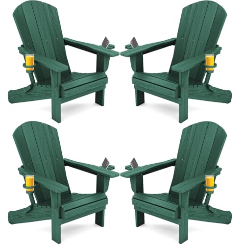 Outdoor Adirondack Chair Set of 4 with Cup Holders (4 Count)