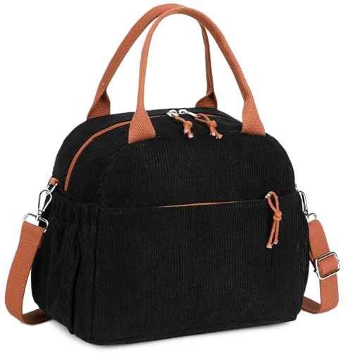 Lunch Bag for Women Men Cute Corduroy Lunch Tote Bags Reusable Insulated Lunch Box Large Capacity Reusable Insulated Cooler for Work Picnic or Travel